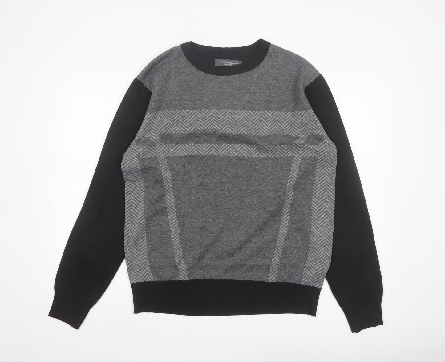 Vroom & Dreesmann Men's Grey Pullover Jumper Size L Knit Polyester