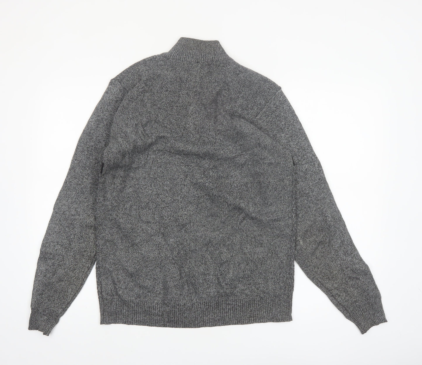 MUST Men's Grey 1/4 Zip Knit Jumper L/XL Classic Casual Pullover