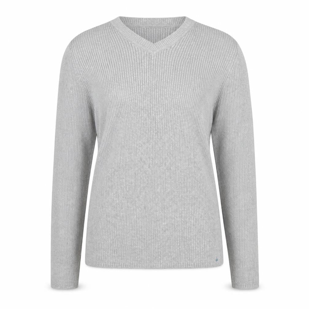 Basic Editions Womens Grey V-Neck Knit Pullover Jumper Size L
