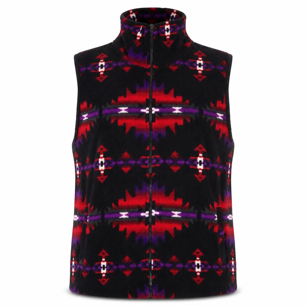 Chaps Womens Multicoloured Fleece Zip Waistcoat XL Aztec Pattern