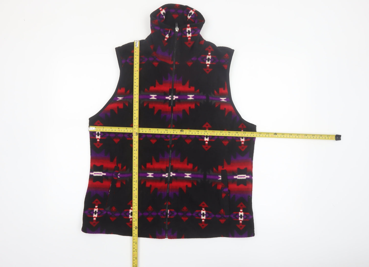 Chaps Womens Multicoloured Fleece Zip Waistcoat XL Aztec Pattern