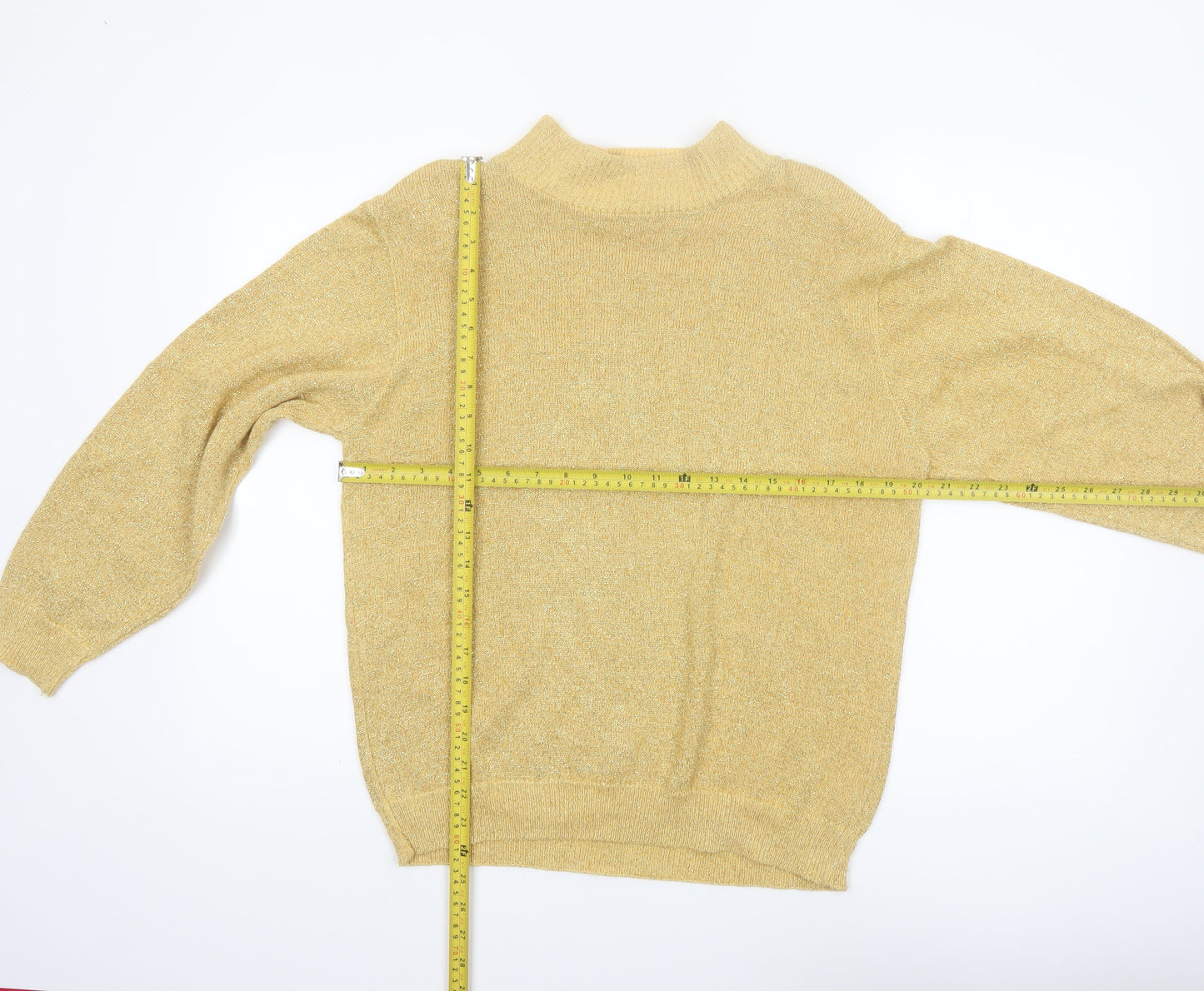 Alfred Dunner Womens Beige Metallic Pullover Jumper Size M