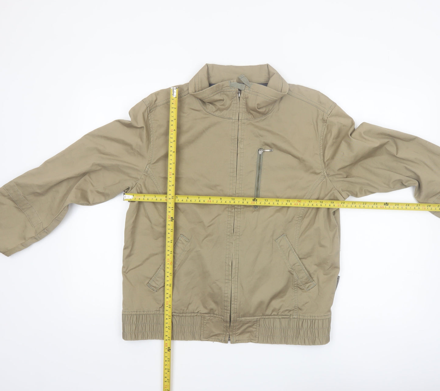 Columbia Mens Beige Cotton Twill Bomber Jacket L Regular Fit