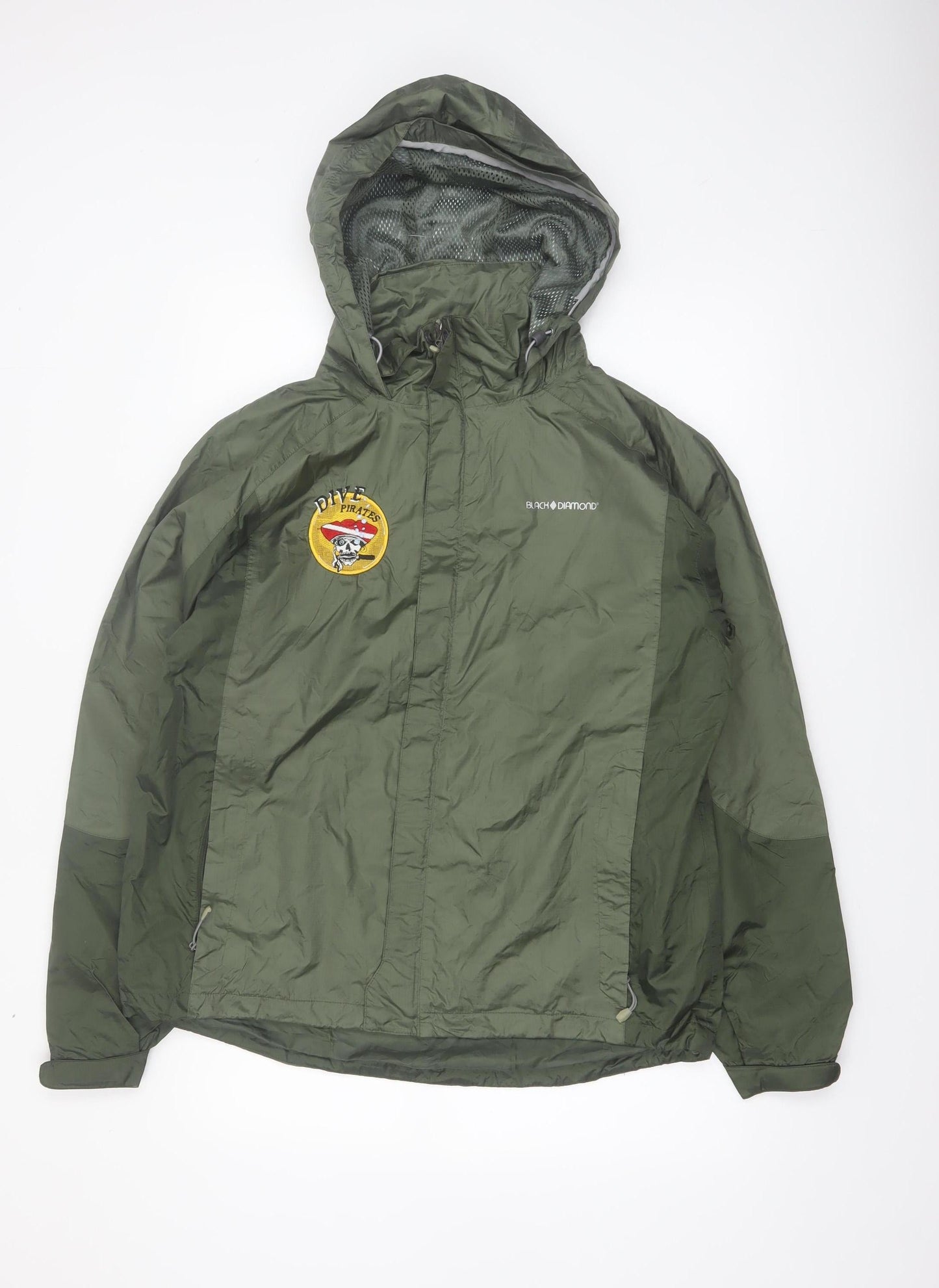 Black Diamond Men's Green Hooded Waterproof Rain Jacket Size M