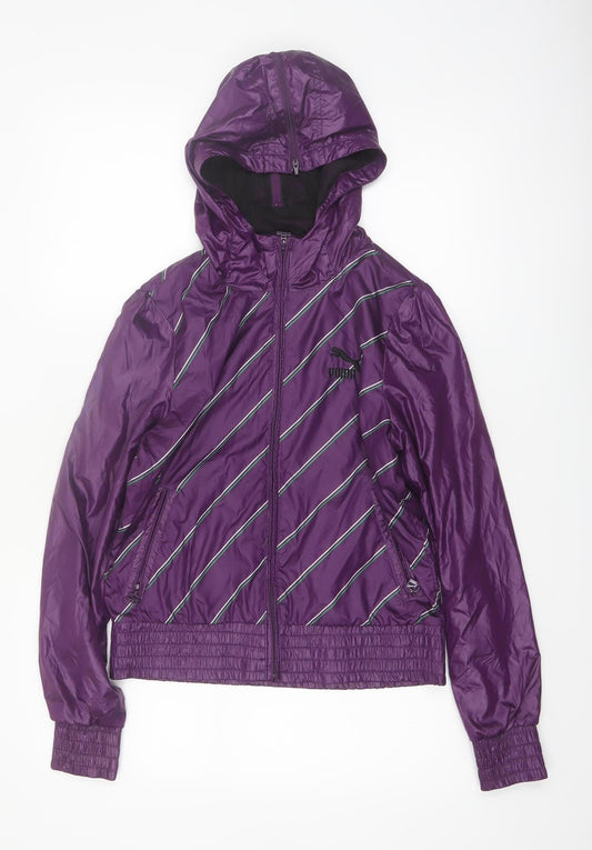 Puma Women's Purple Hooded Windbreaker Jacket Size 12