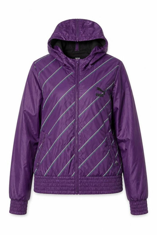 Puma Women's Purple Hooded Windbreaker Jacket Size 12