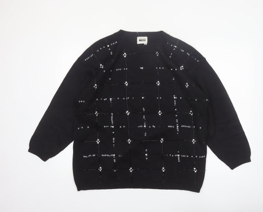 Leslie Fay Women’s Black Sequin Knit Pullover Jumper Size S