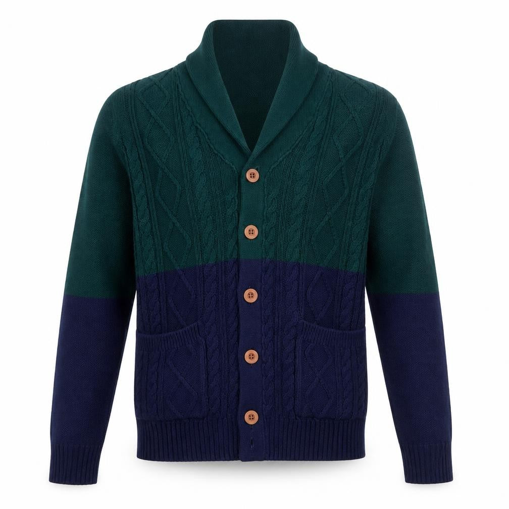CPO Provisions Men’s Green Blue Cable Knit Cotton Cardigan M