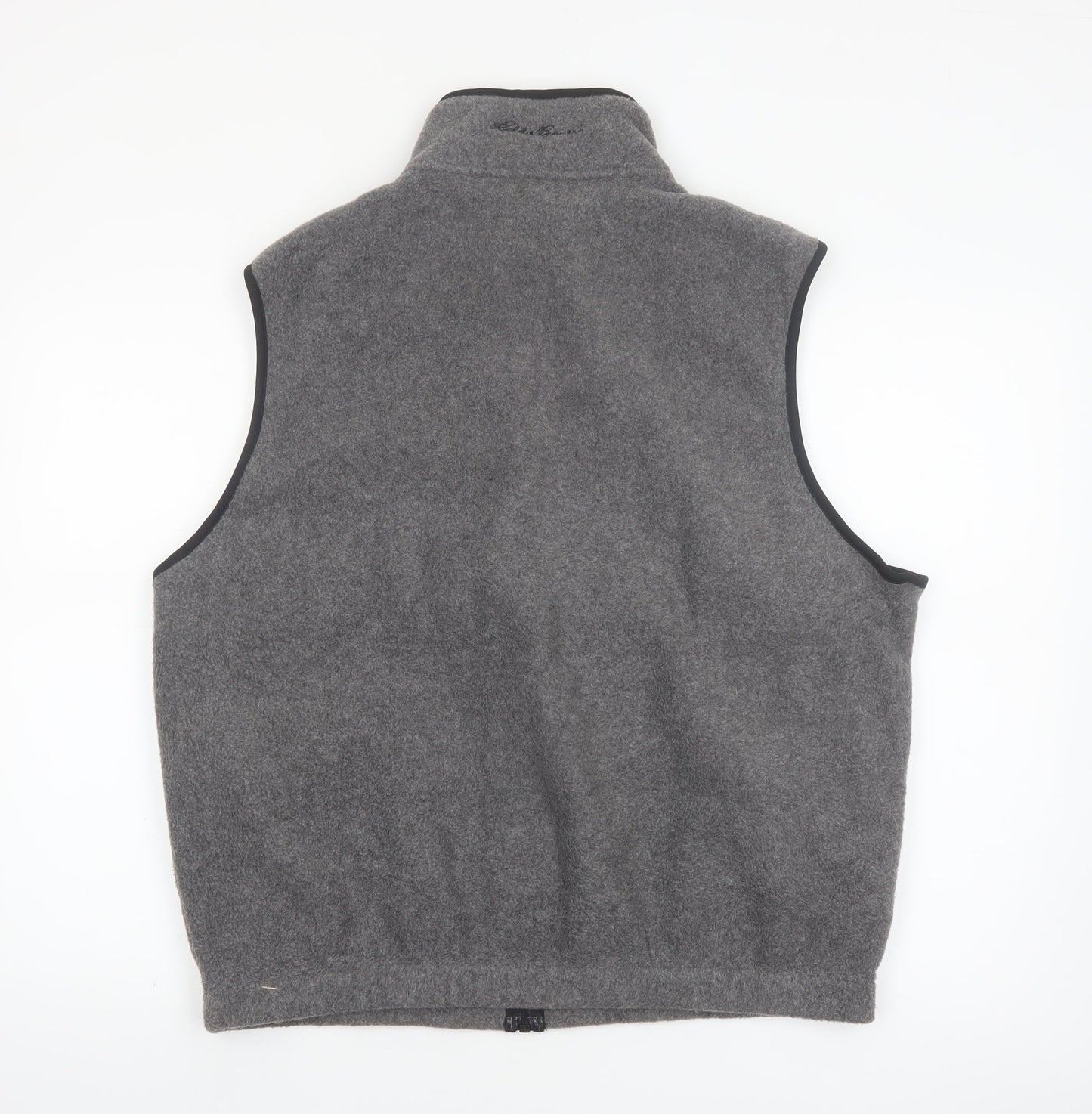 Eddie Bauer Men's Grey Fleece Bodywarmer Waistcoat L Zip Pockets Outdoor