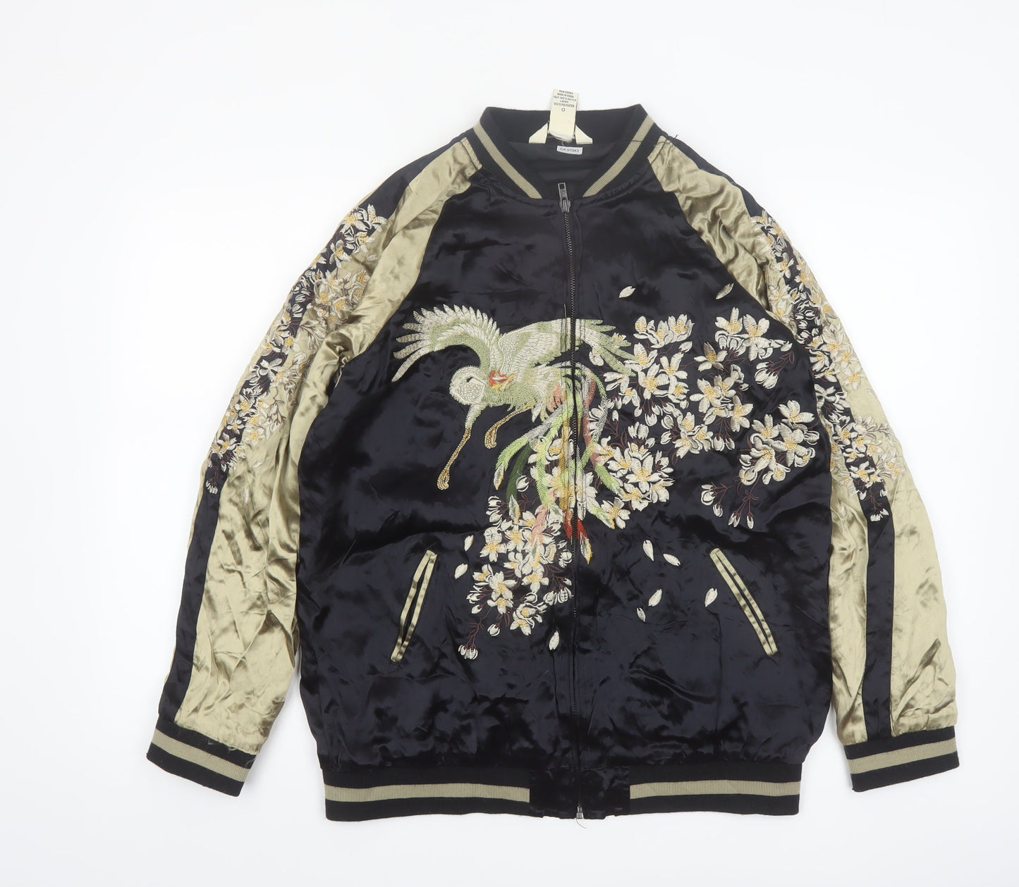 Indigo Rein Women's Black Embroidered Bomber Jacket Size M