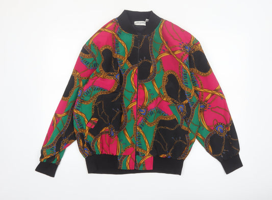 Alfred Dunner Womens Multicoloured Size 12 Bomber Jacket Retro 90s Polyester
