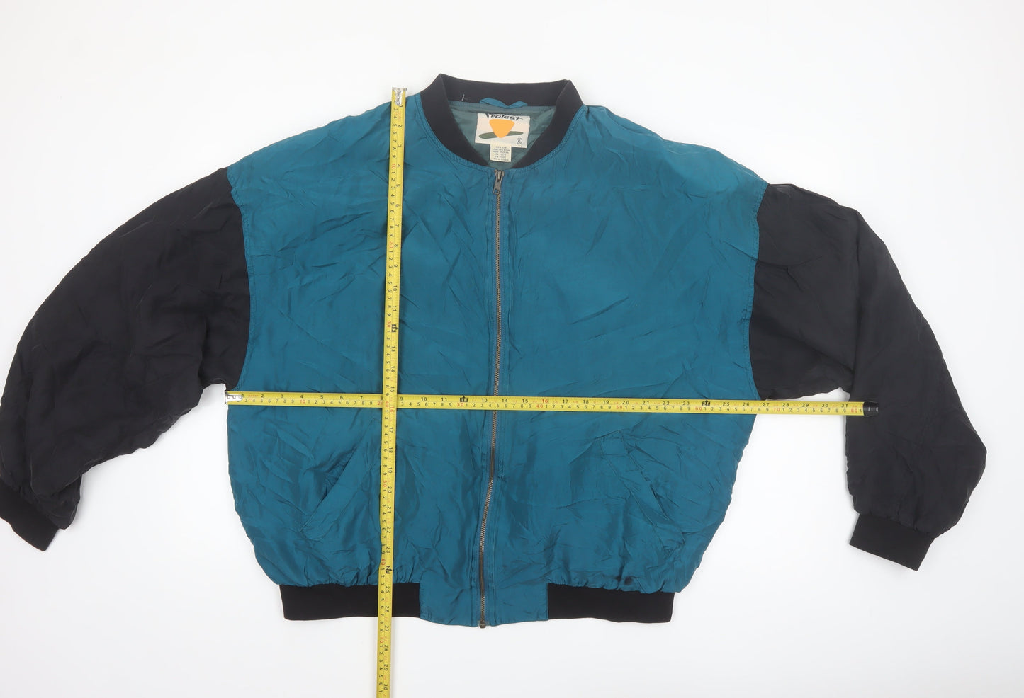 Protest Men's Blue Silk Bomber Jacket XL 90s Retro Full Zip