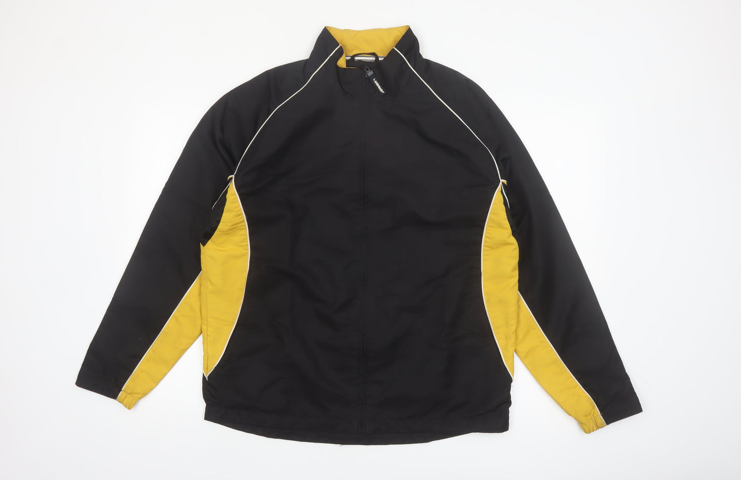 Landmark Men's Black Yellow Windbreaker Jacket Size S Polyester
