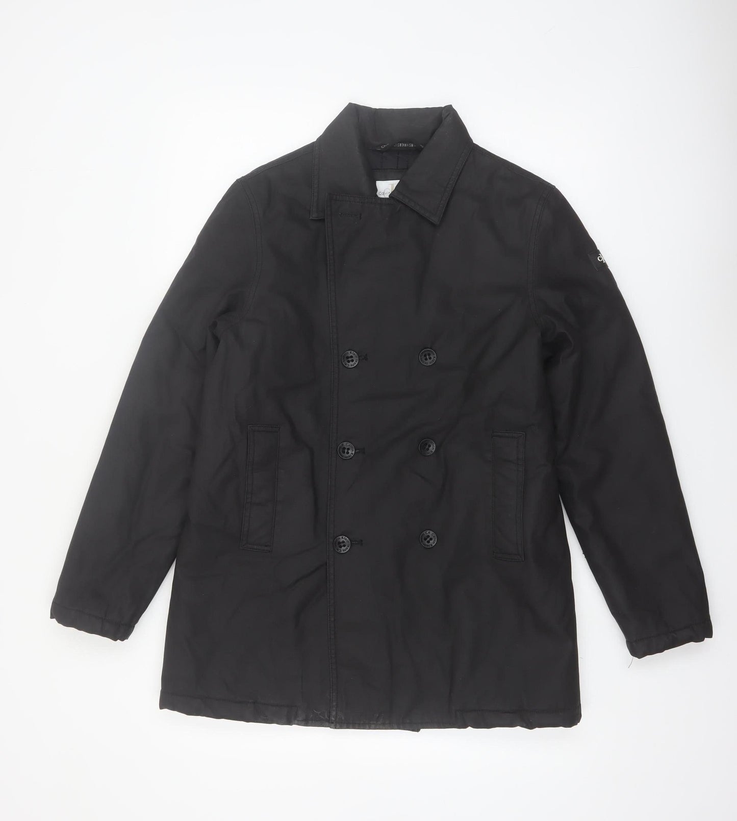 Calvin Klein Jeans Men's Black Cotton Pea Coat Size S