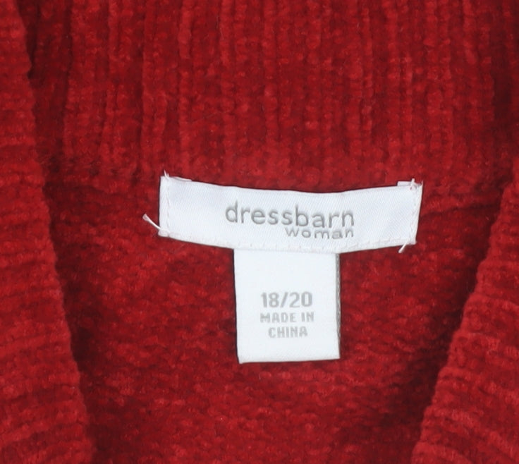 Dressbarn Women Red Fair Isle Full Zip Acrylic Knit Jumper Size 18