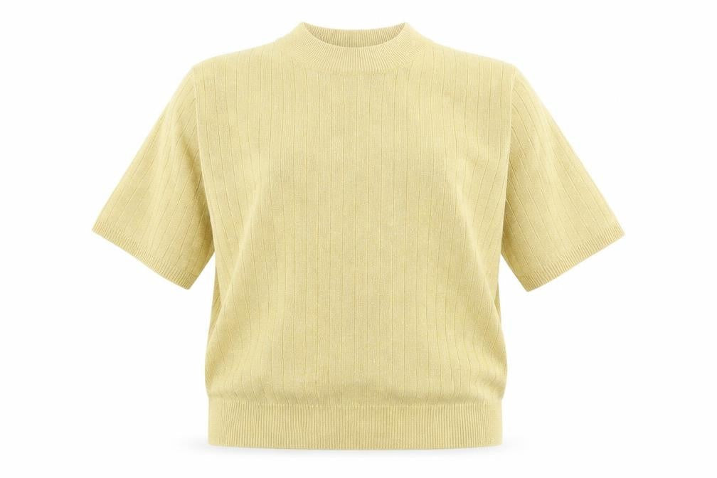 Sag Harbor Women's Beige Short Sleeve Mock Neck Pullover Jumper Size M
