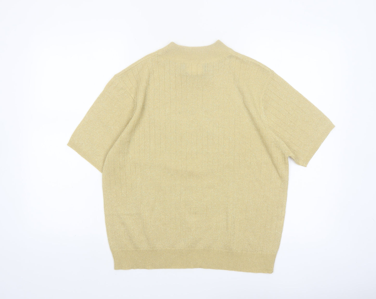 Sag Harbor Women's Beige Short Sleeve Mock Neck Pullover Jumper Size M
