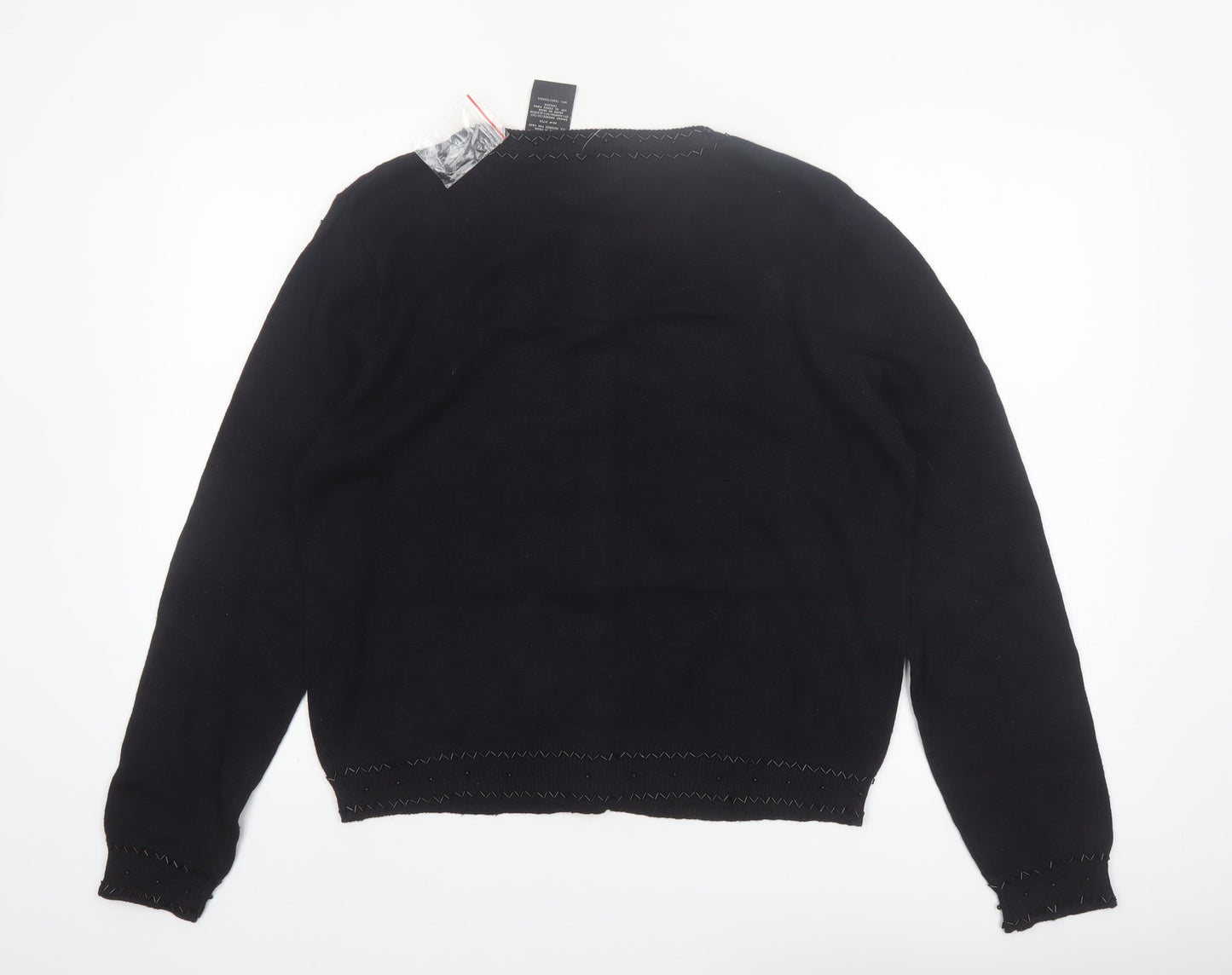 Kathie Lee Collection Women’s Black Beaded Cardigan Size L