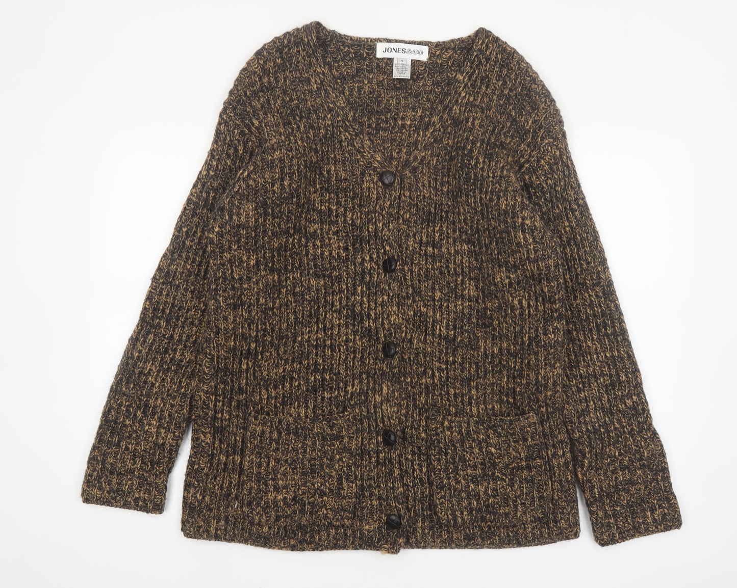 Jones & Co Women's Brown Wool Blend Chunky Knit Cardigan Size S