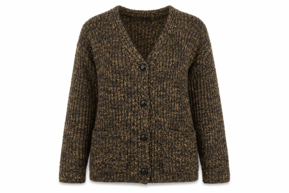 Jones & Co Women's Brown Wool Blend Chunky Knit Cardigan Size S