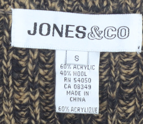 Jones & Co Women's Brown Wool Blend Chunky Knit Cardigan Size S