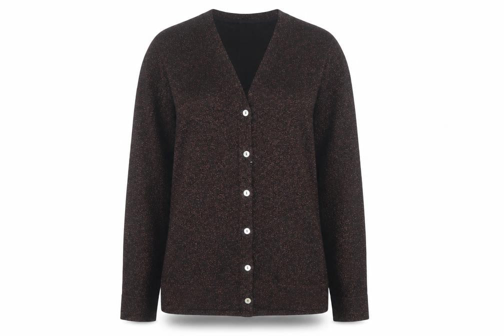 Tabi Women Brown V-Neck Button Knit Cardigan Size M