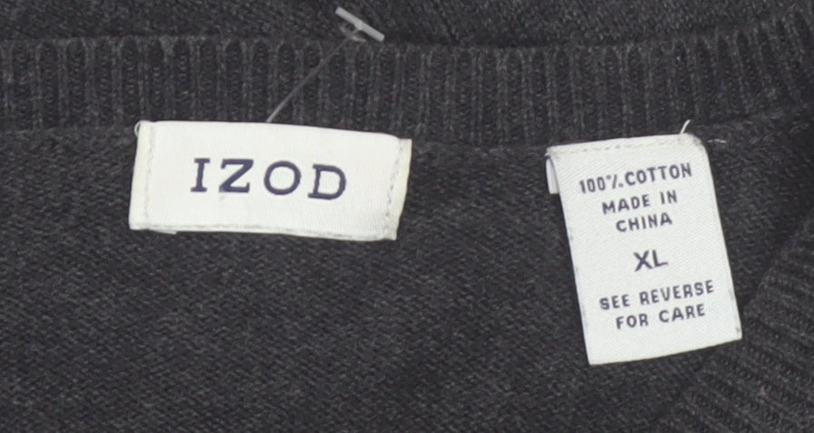 IZOD Men's Grey Argyle V-Neck Cotton Jumper XL