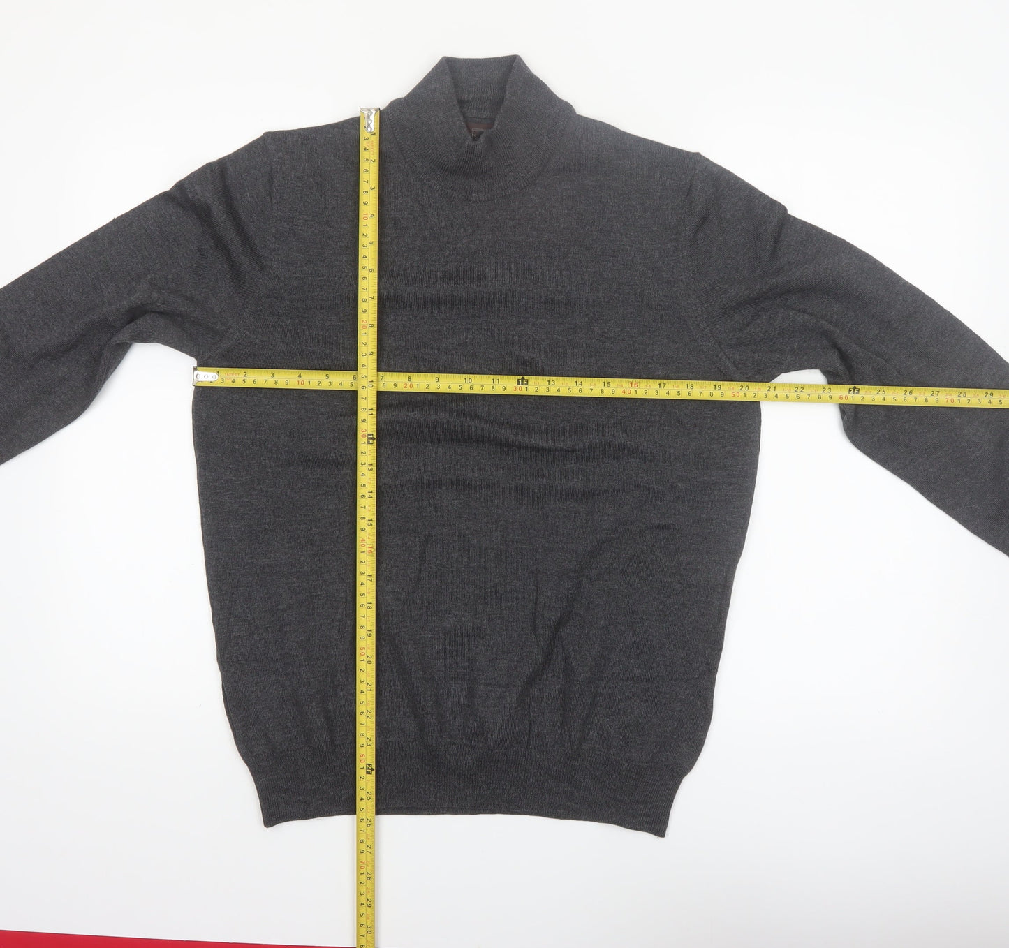 Black Brown 1826 Men's Grey Merino Wool Roll Neck Jumper M