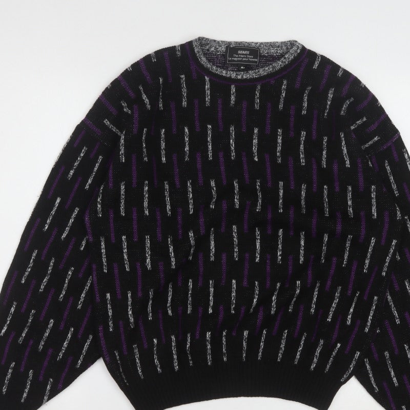 Additional view of Sears Men’s Black Purple Geometric Knit jumper M