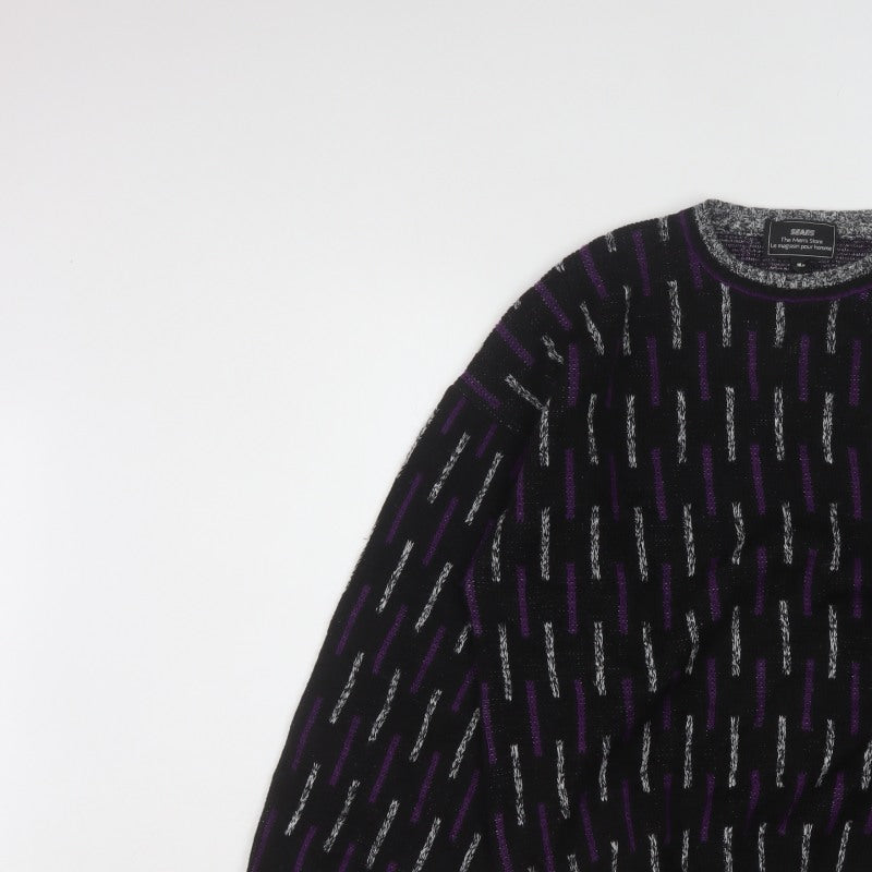 Additional view of Sears Men’s Black Purple Geometric Knit jumper M