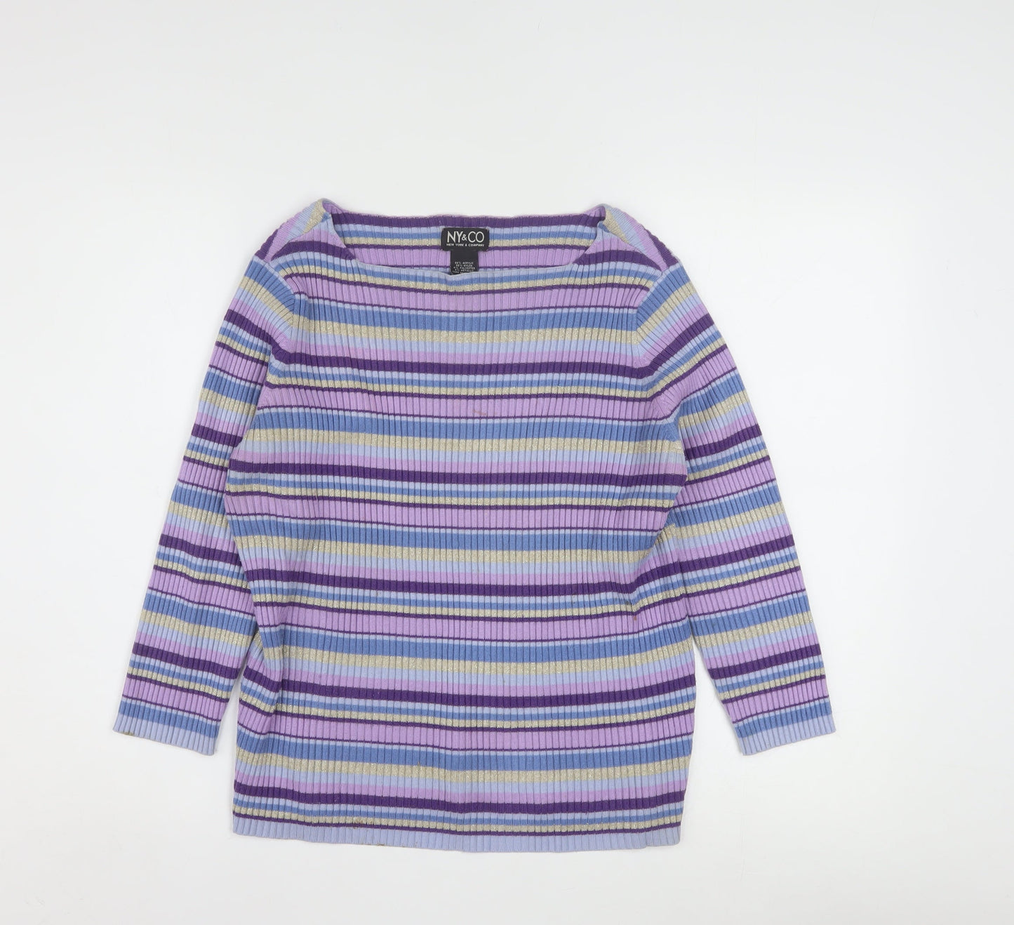 NY & CO Women’s Multicoloured Striped Boat Neck Knit Jumper L