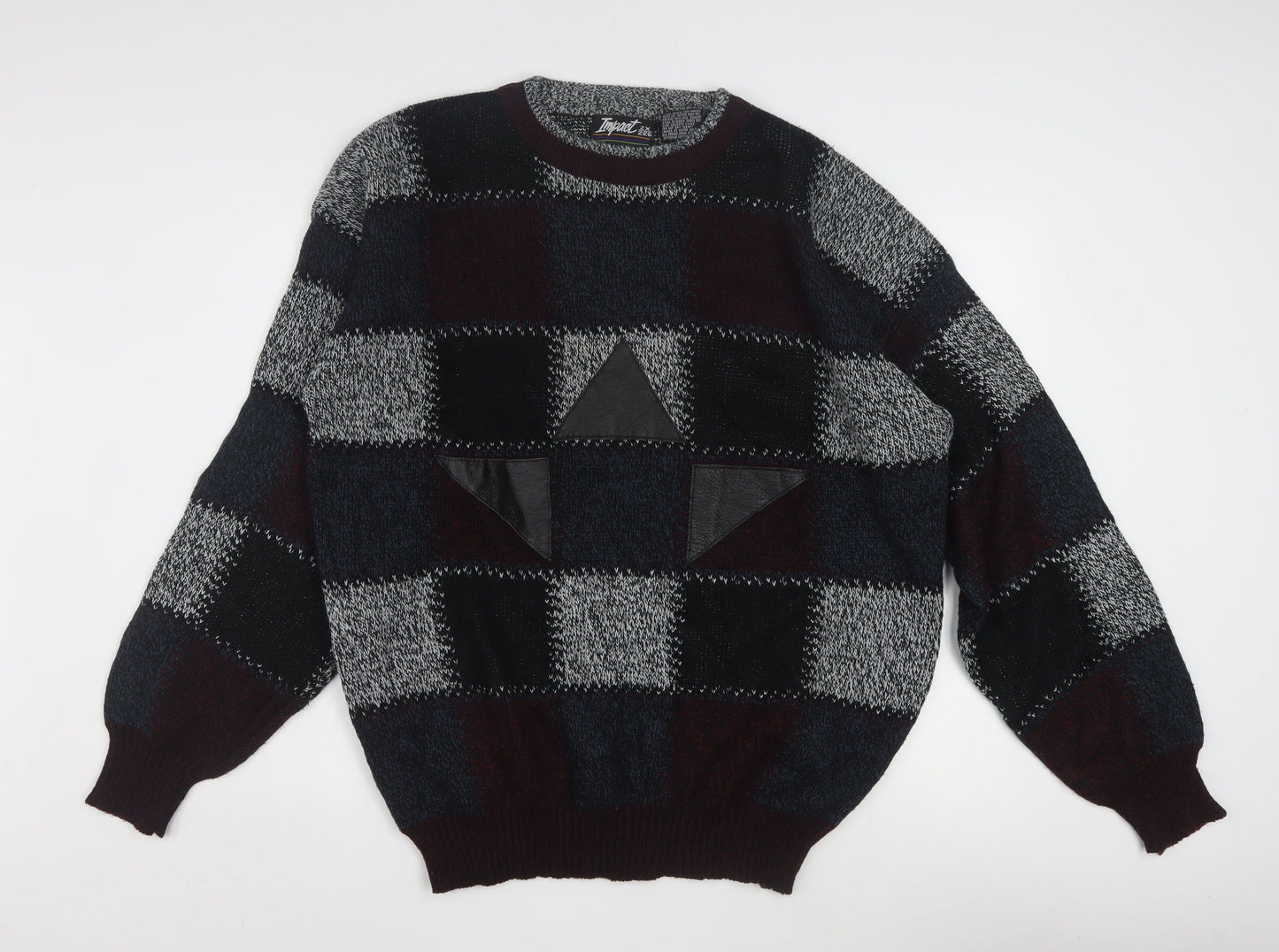 Impact Men’s Multicoloured 2XL Retro Chunky Knit Pullover Jumper