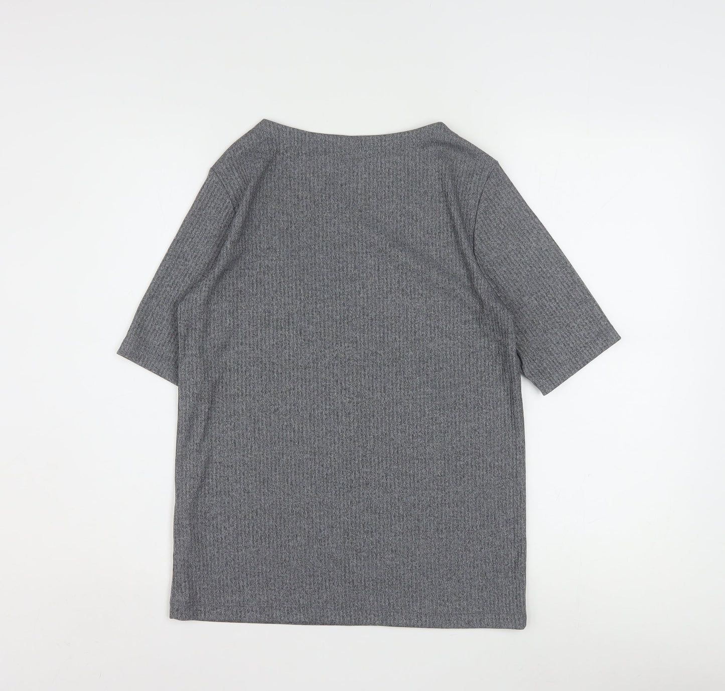 Uniqlo Women Grey Basic Boat Neck Short Sleeve T-Shirt L