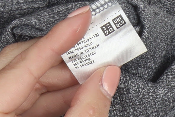 Uniqlo Women Grey Basic Boat Neck Short Sleeve T-Shirt L