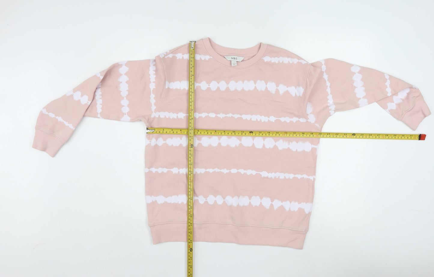 Marks and Spencer Womens Pink Tie Dye Cotton Crew Neck Sweatshirt S
