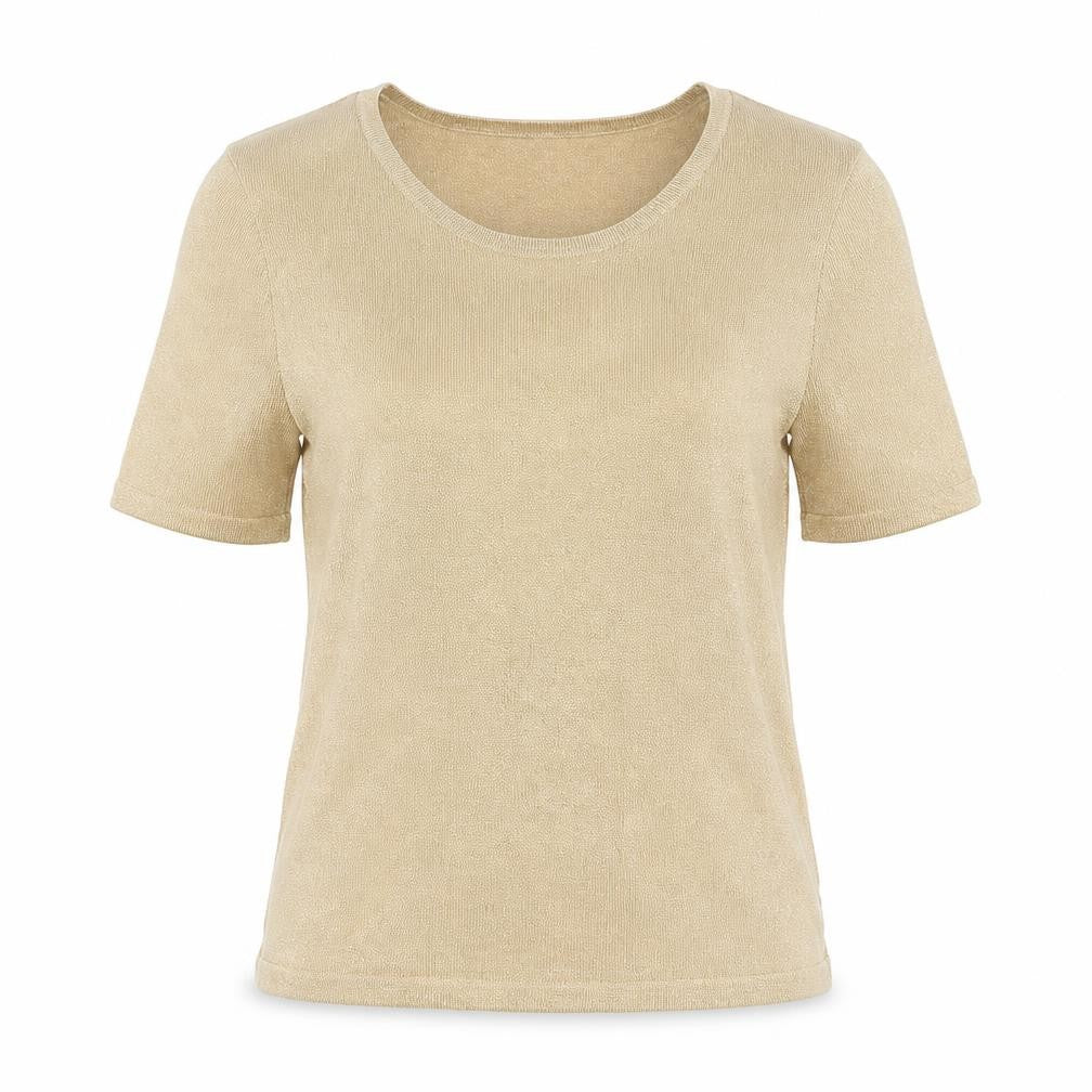 Liz Claiborne Women’s Beige Metallic Rayon Short Sleeve T-Shirt M