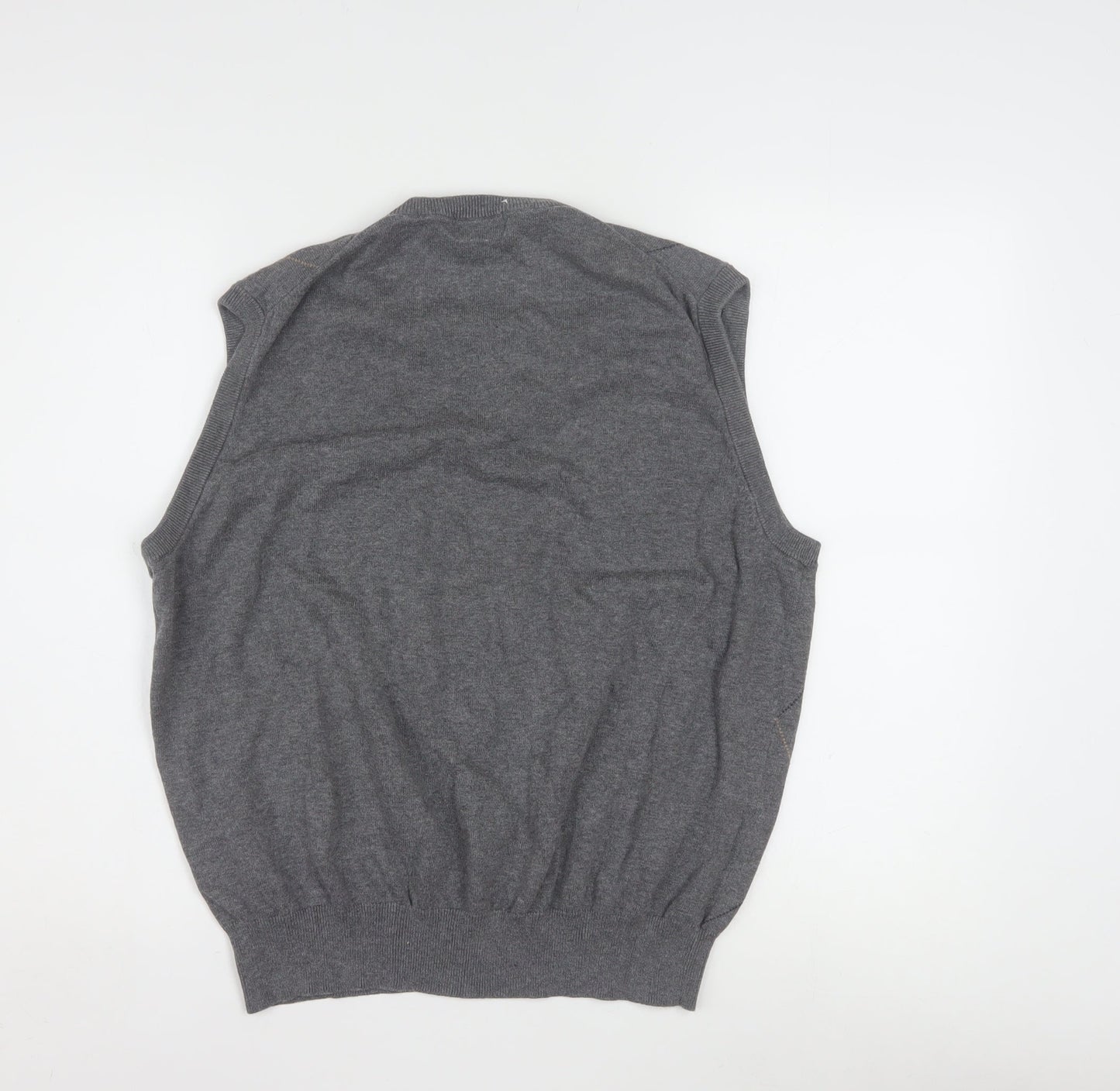 Dockers Men's Grey Argyle V-Neck Cotton Sleeveless Vest L