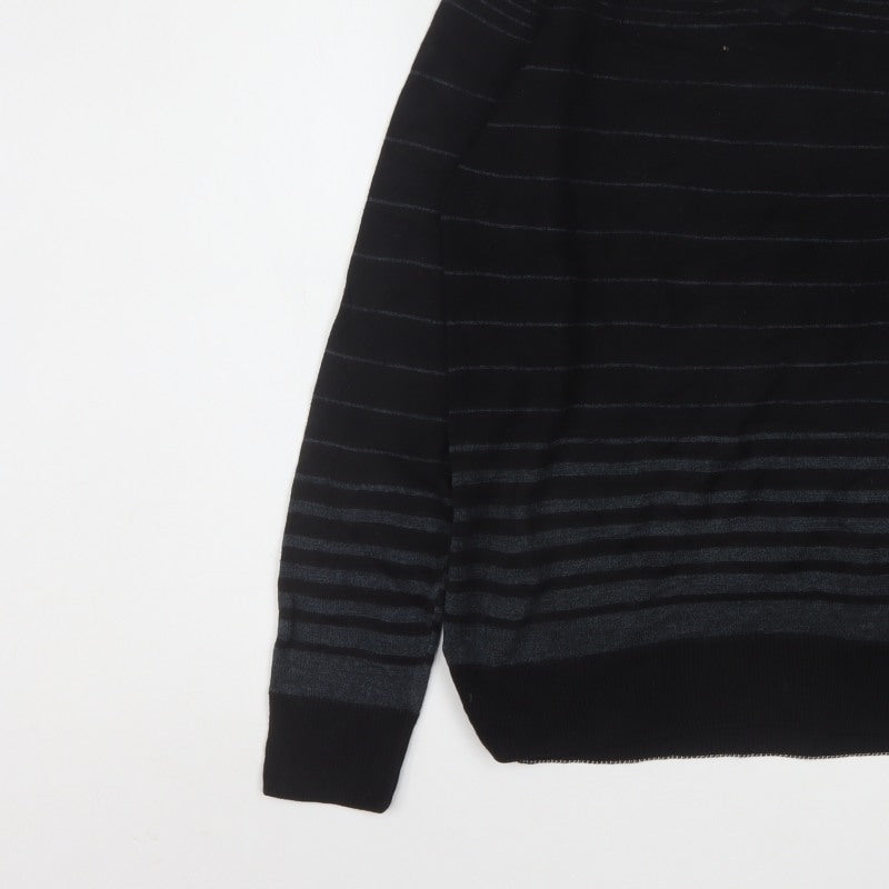 Additional view of Diner's Men's Black Striped V-Neck Knit Jumper, size L