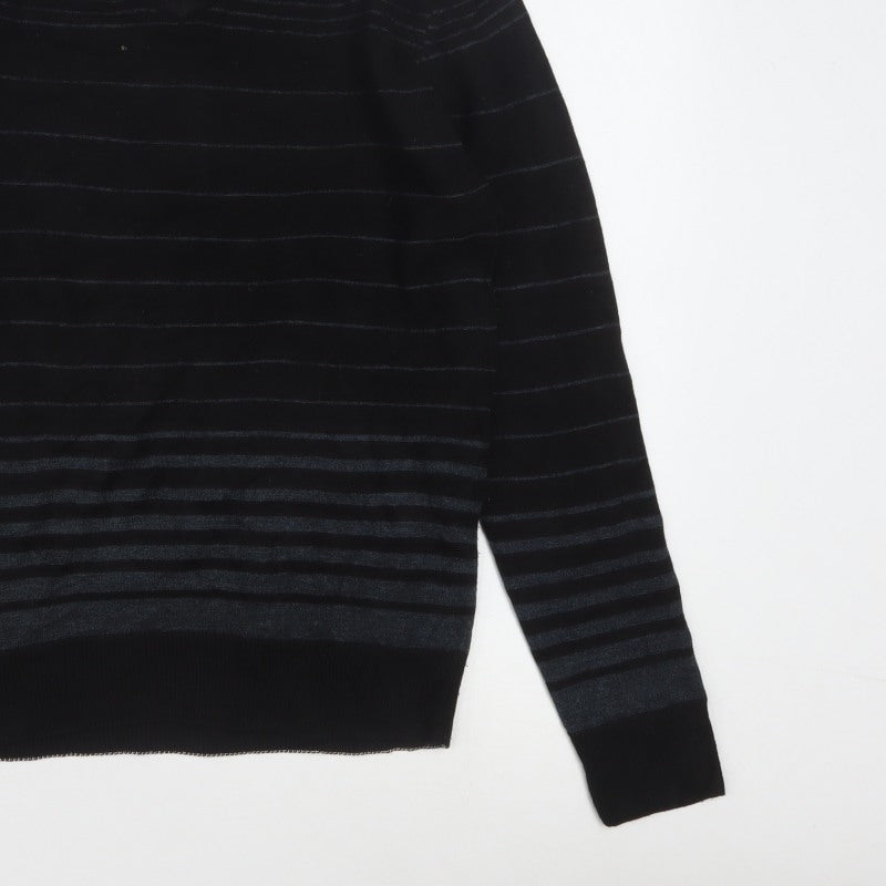 Additional view of Diner's Men's Black Striped V-Neck Knit Jumper, size L