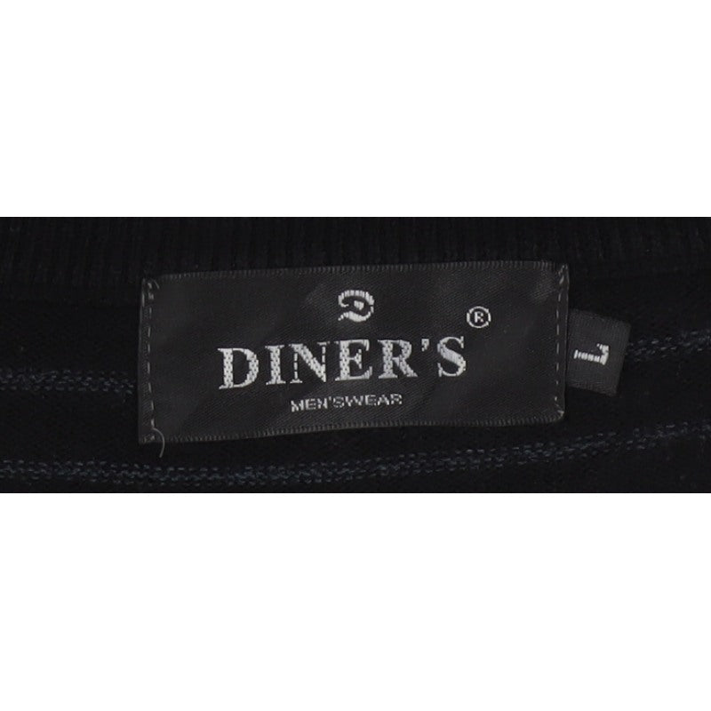 Additional view of Diner's Men's Black Striped V-Neck Knit Jumper, size L