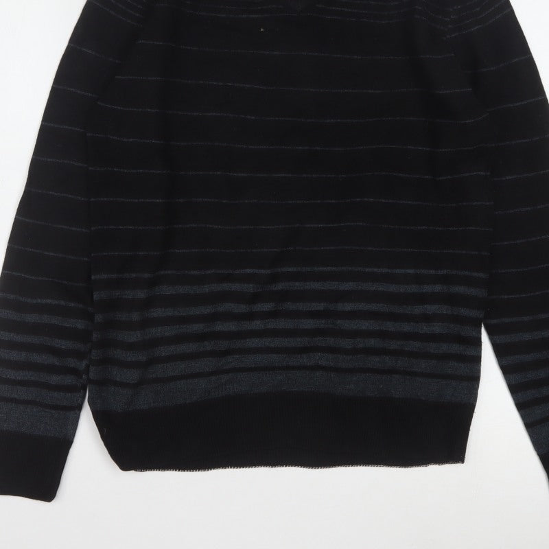 Additional view of Diner's Men's Black Striped V-Neck Knit Jumper, size L