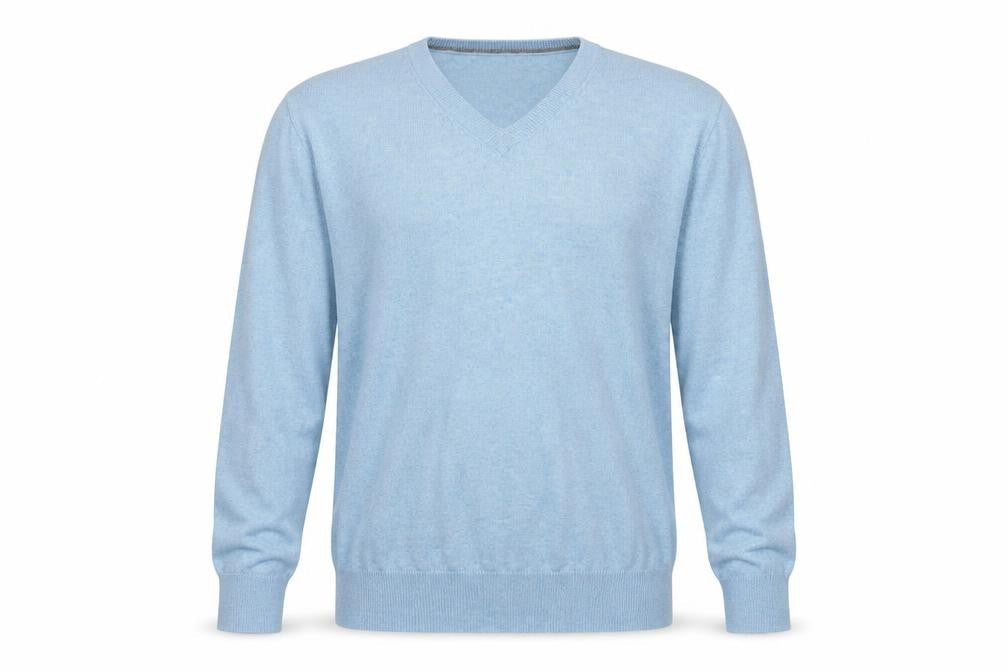 St John's Bay Men's Blue V-Neck Cotton Acrylic Jumper Size L
