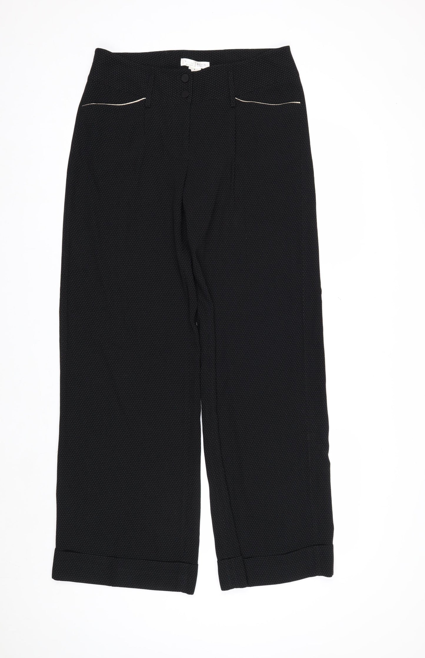 White House Black Market Womens Black Polka Dot Cropped Trousers Size 12