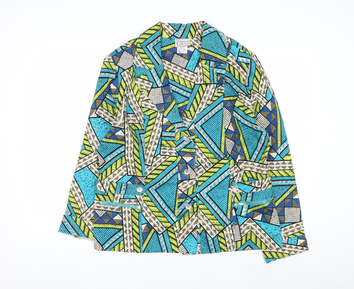 Company Collection Women's Multicoloured Geometric Cotton Blazer Jacket Size 12