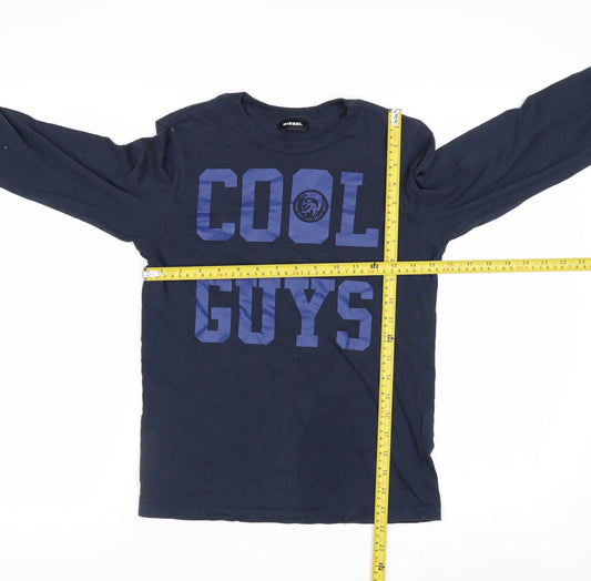 Diesel Boys Blue 12 Years Long Sleeve Cotton Graphic T-Shirt