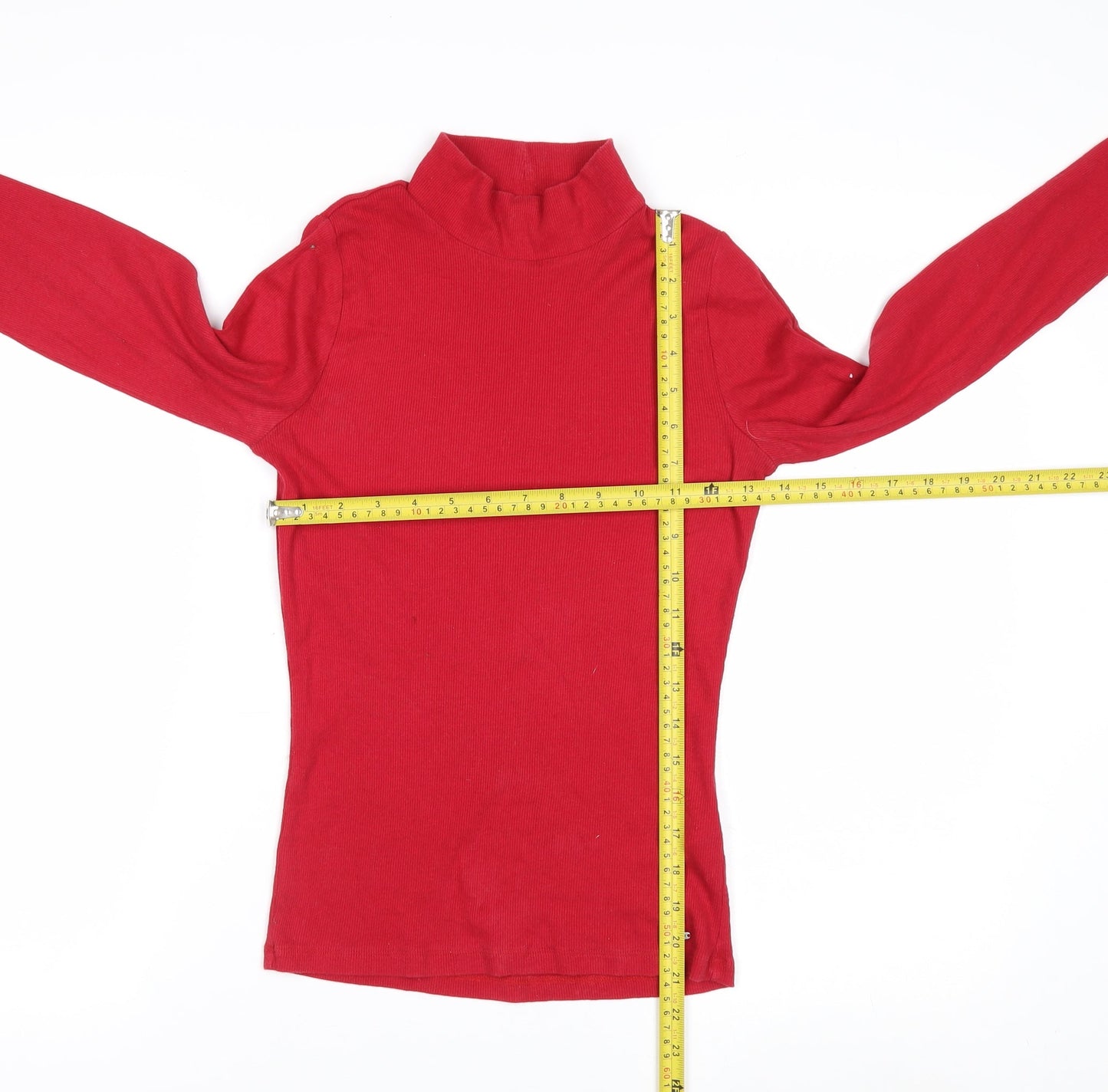 Hollister Women's Red Mock Neck Long Sleeve Cotton Top M