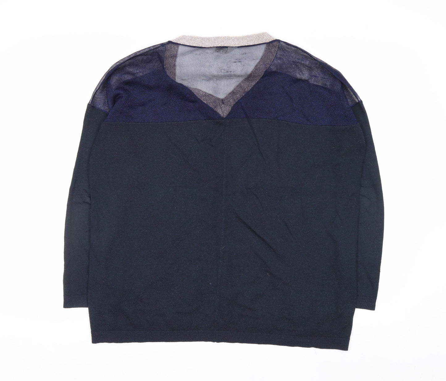 Nine by Savannah Miller Women's Blue V-Neck Long Sleeve Jumper Size 14