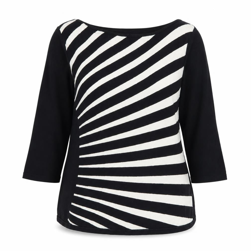 Marks & Spencer Per Una Women’s Black Beige Striped Jumper Size 16