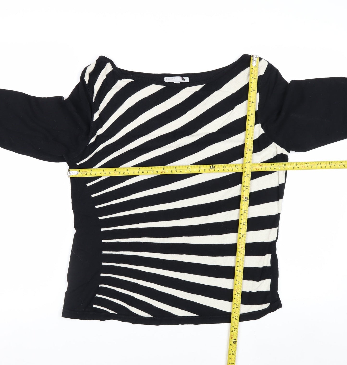 Marks and Spencer Per Una Women’s Black Beige Striped Jumper Size 16