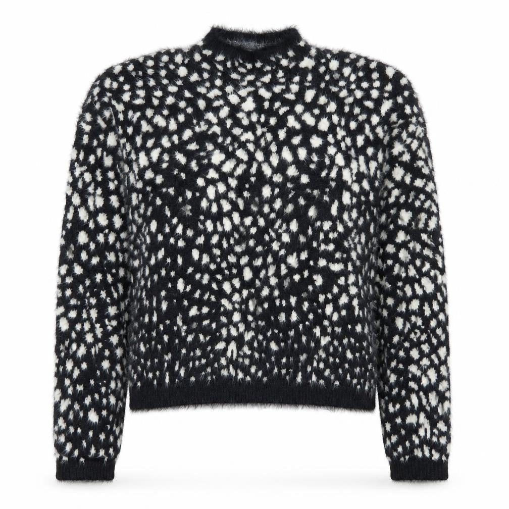 Marks & Spencer Women’s Black Animal Print Fluffy Jumper Size M